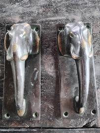 Coppia maniglia porta in metallo Elefante