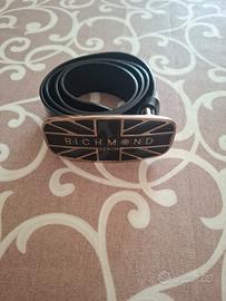 cintura uomo denim richmond pelle nera 110 cm y2k 
