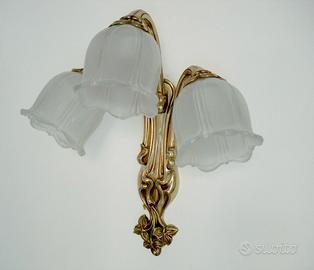 Lampada parete applique oro francese 3 bracci