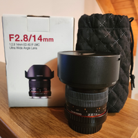Obiettivo grandangolo samyang F2.8 14mm canon