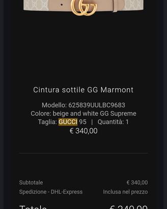 cinta gucci misura 95