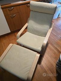 IKEA POANG in vera pelle + poggiapiedi
