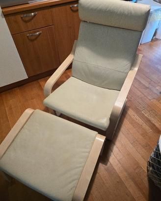 IKEA POANG in vera pelle + poggiapiedi
