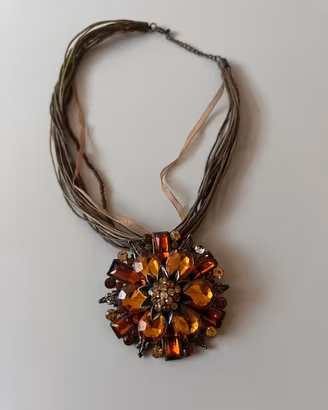 Collana Floreale con strass Originale Nuova