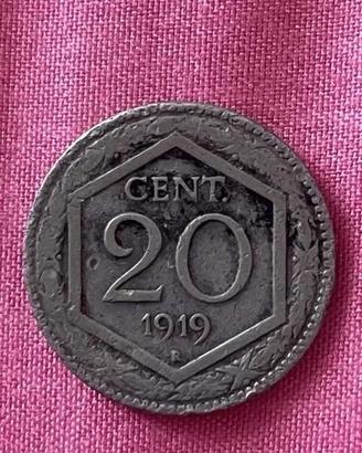 moneta 20 centesimi del 1919