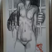 Litografia QUADRO NUDO FEMMINILE 50X70