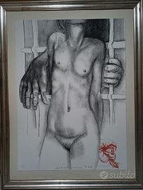 Litografia QUADRO NUDO FEMMINILE 50X70