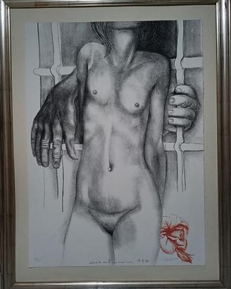Litografia QUADRO NUDO FEMMINILE 50X70