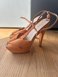 Sandali con Tacco e Plateau Arancioni Zara -Tg. 38