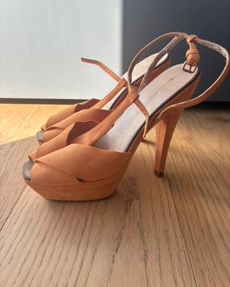 Sandali con Tacco e Plateau Arancioni Zara -Tg. 38