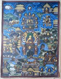 Thangka tibetano originale XIX secolo