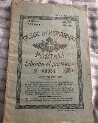 Casse di risparmio postali – Libretto al portatore