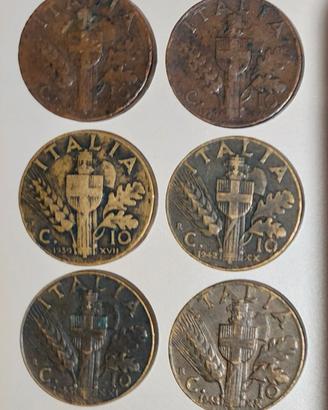 10 Centesimi - 1938,1939,1942,1943 - ITALIA