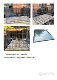 3 gabbie per trasporto cani