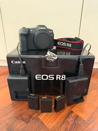 Canon r8 + batterie + caricatori