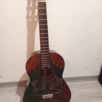 chitarra classica decorata a mano 