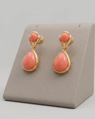Orecchini vintage oro 18k e bachelite rosa retrò