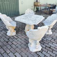 Set da giardino in cemento anni 20 tavolo e 4 polt