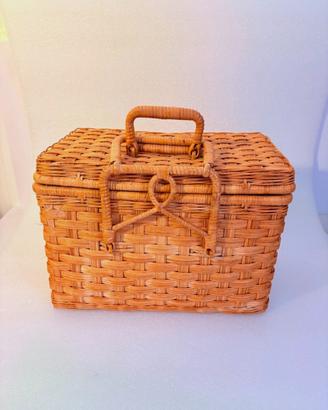 Cestino da picnic vintage in vimini anni '70