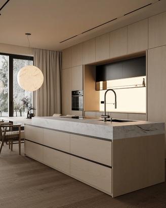 CUCINA Isola con Tavolo e Colonne COME PROGETTO