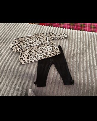 Completo neonata Zara 9/12 mesi leopardo