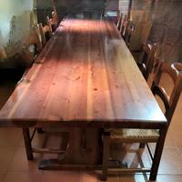 Tavolo in legno massiccio 10 posti + 10 sedie