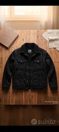 giacca in denim  nero con interno pelliccia sintet