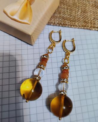 Orecchini con Ambra messicana naturale