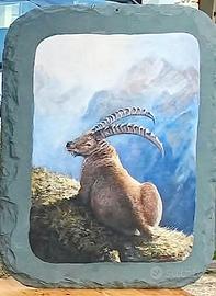 Piotta dipinta a mano 50x60 cm Stambecco 