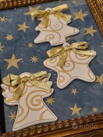 3Decorazioni vintage Natale porcellana Tognana