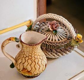 Brocca e cestino ceramica