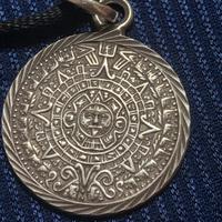 Collana calendario azteco vintage argento