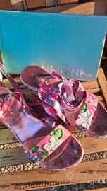Sandali zeppa Nina Nina' 41 laccetti rosa scatola