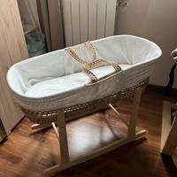 Cesta culla a dondolo in vimini per neonato