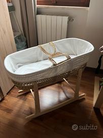 Cesta culla a dondolo in vimini per neonato