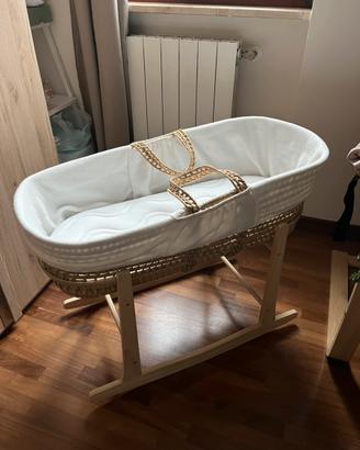 Cesta culla a dondolo in vimini per neonato
