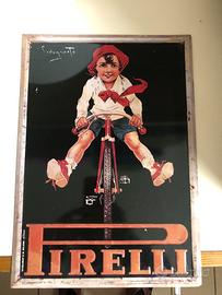 Targa vintage Pirelli in metallo bambino anni 30