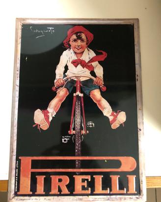 Targa vintage Pirelli in metallo bambino anni 30