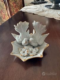 Coppia Colombe in Vera Porcellana Capodimonte