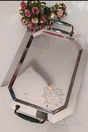 vassoio Motti inox 18/10 con oro  24 carati nuovo