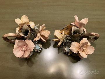 Porta candele fiori Ceramiche Capodimonte