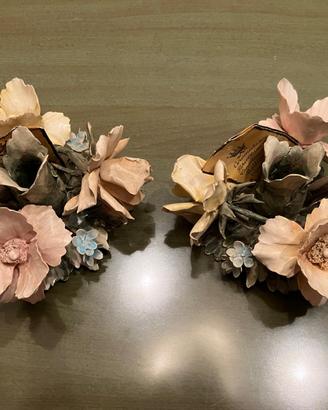 Porta candele fiori Ceramiche Capodimonte