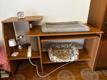 Scrivania Porta PC Multilivello con Ripiano Estr.