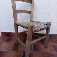 Sedia da bambino vintage in legno / paglia