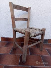 Sedia da bambino vintage in legno / paglia