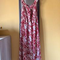Vestito lungo rosso e panna