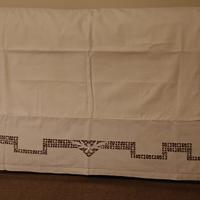 Lenzuolo antico lino ricamato a mano