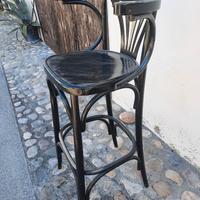 10 sgabelli in legno con braccioli stile viennese
