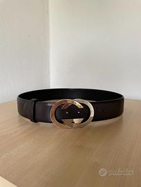 CINTURA GUCCI IN PELLE, CON FIBBIA INCROCIO GG