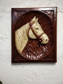 Quadro cornice legno, ritratto scultura pietra